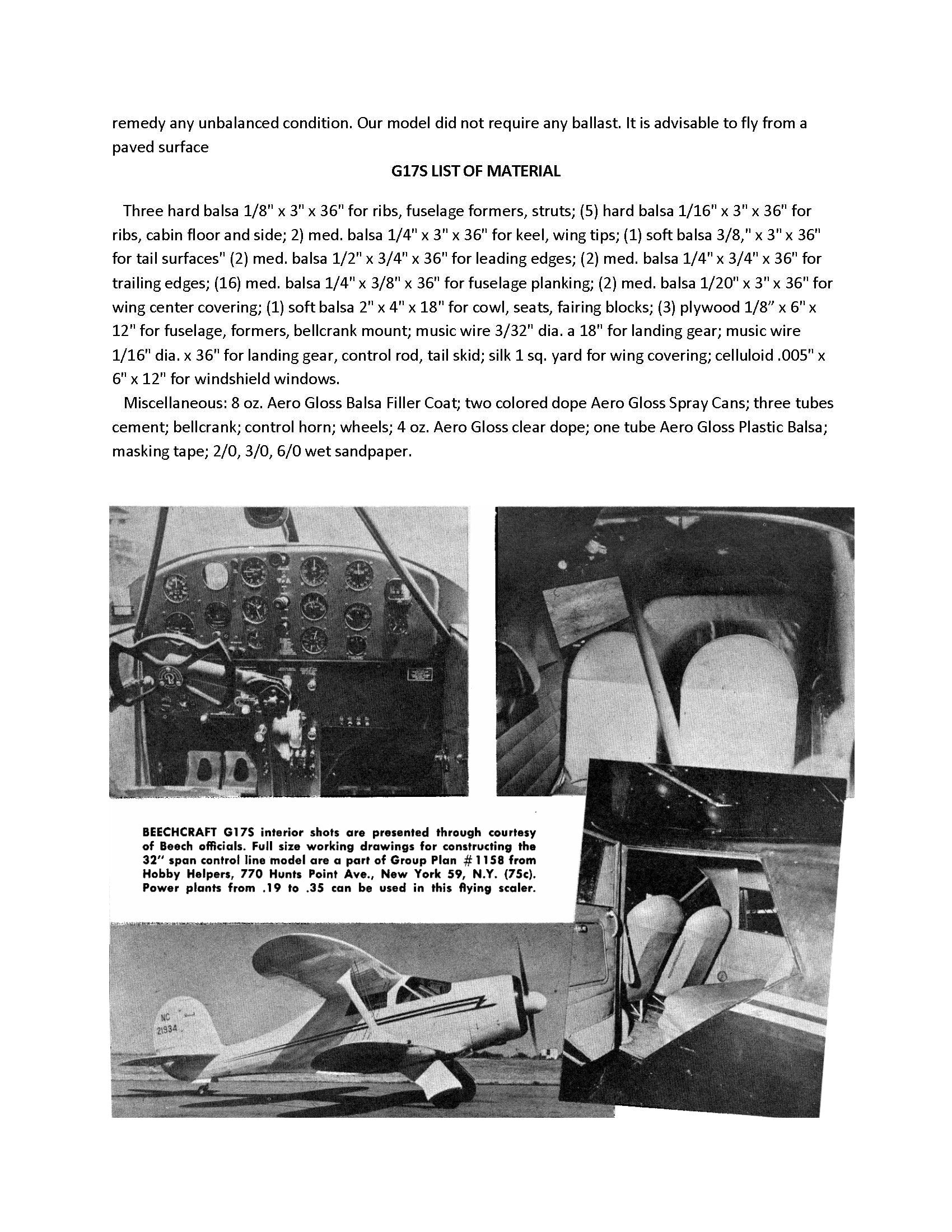 full size printed plans scale 1:12 control line beechcraft g17s   ultimate in performance and appearance.