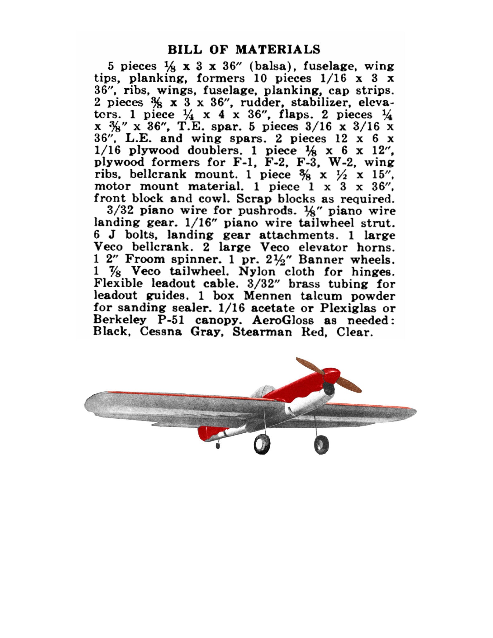 full size printed plans and article 1956 50" w/s .35 engine stunt plane black hawk