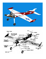 full size printed plan 1957 control line profile  w/s 15 “  engine .049 crackerjack   peppiest little a half‑a