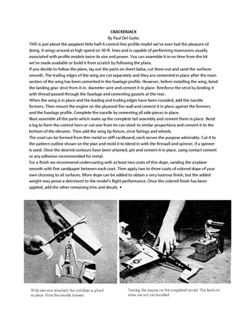 full size printed plan 1957 control line profile  w/s 15 “  engine .049 crackerjack   peppiest little a half‑a