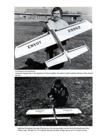 full size printed plan vintage 1990 control line stunter "envoy iii"  practical, serviceable c/l stunters.