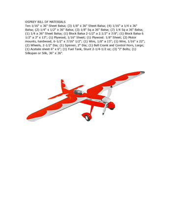 full size printed plan vintage 50s-60s control line stunter .29 to .35 osprey gorgeous stunt