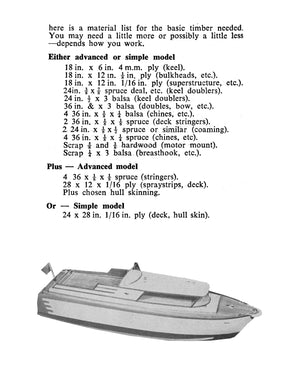 full size printed plan high-speed model l 28" gas or electric express cruiser for radio control