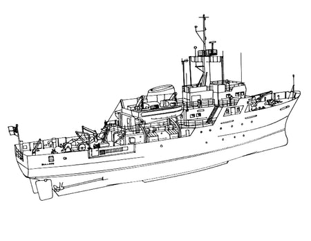 full size printed plans survey vessal h.m. s. bulldog scale 1:48 l 37 3/8" suitable for radio control