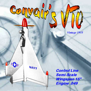 full size printed plan control line  semi-scale convair's vto delta so it goes up