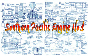 Full Size Printed plan to build a wooden 1:18 Southern Pacific Engine No.1