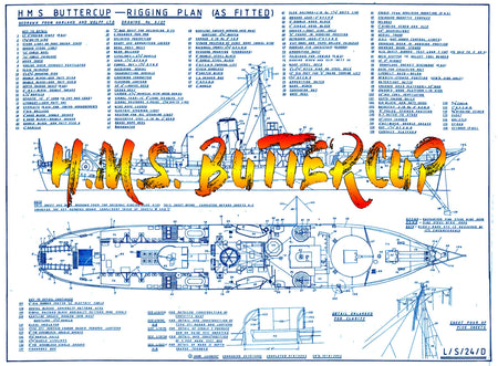 listing is for scale drawings h.m.s. buttercup corvette, flower class - k.193  scale 1:96