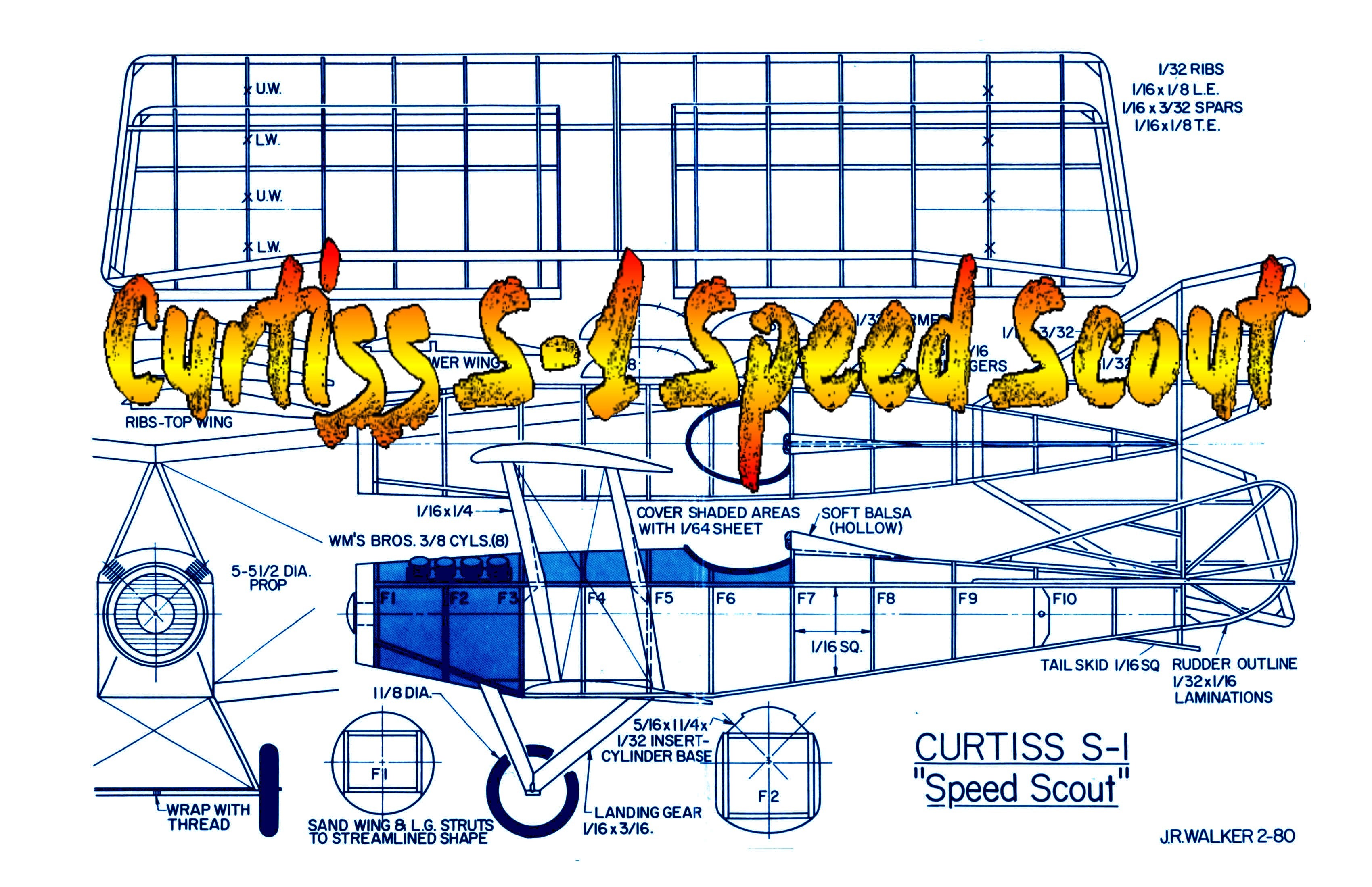 full size printed peanut scale plans curtiss s-1 speed scout first attempt to produce a single-seat fighting scout