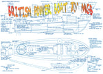 full size printed plans 1/32 semi-scale, 26 1/4 in long british power boat 70’ mgb