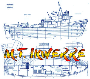 full size printed plans scale 1/47.2. thornycroft fire boat tug  suitable for radio control