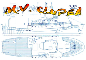 full size printed plans research vessel  scale 1:40 suitable for radio control