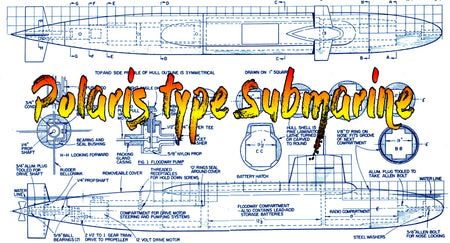 full size printed plan to build a 1:96 scale polaris type submarine suitable for radio control