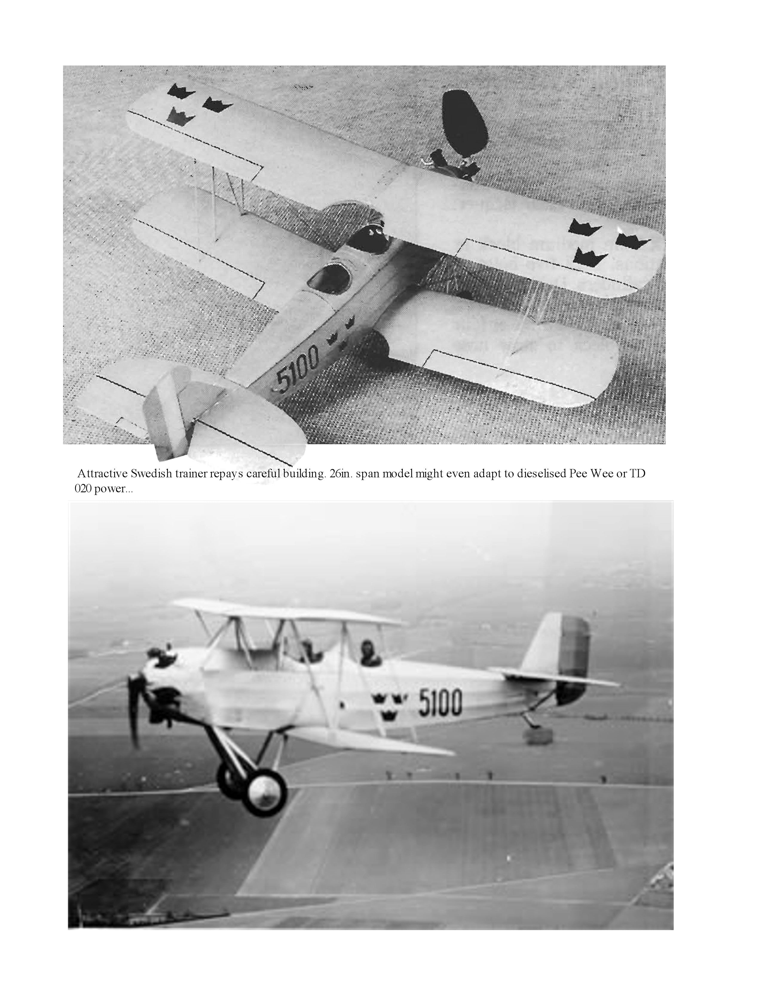 full size printed plan svenska s.k.8 skolfalken scale 1:16 (¾”=1ft)  wingspan 24 in.  power rubber