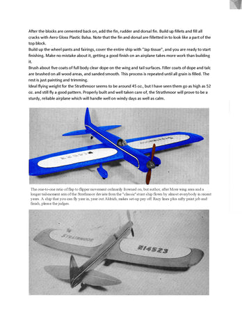 full size printed plan vintage 1959 control line stunter strathmoor more places at the nats than any others.