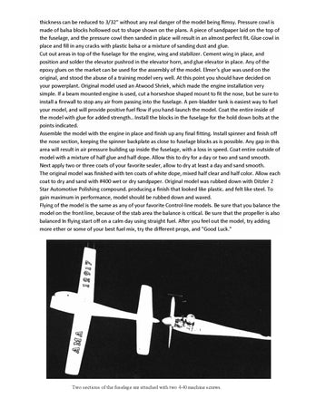 full size printed plan  1/2 a  vintage control line speed  white lightning wingspan 11"  engine .049